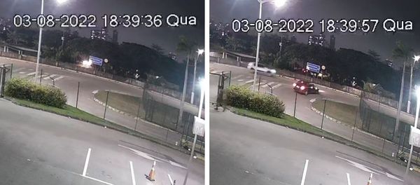 Às 18h39, a caminhonete do perito chega ao clube. Às 18h39, o carro para de ré e desliga o farol por Divulgação/Polícia Civil