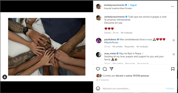 Kely Nascimento, filha de Pelé, lamenta a morte do Pai