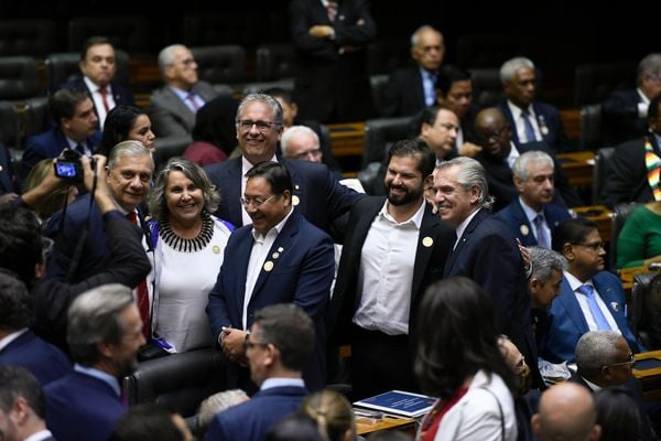 Presidentes do Chile e Argentina receberam Lula no Congresso, em Brasília. Chefes de Estado e de governo estiveram no Brasil para o evento por Edilson Rodrigues/Agência Senado