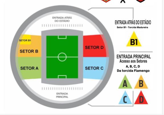 Divisão do Estádio Kleber Andrade para o jogo entre Flamengo e Madureira, pelo Campeonato Carioca