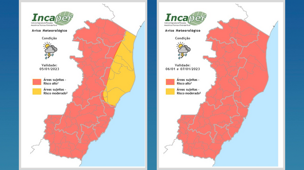 Incaper emite aviso meteorológico especial de chuva para o ES