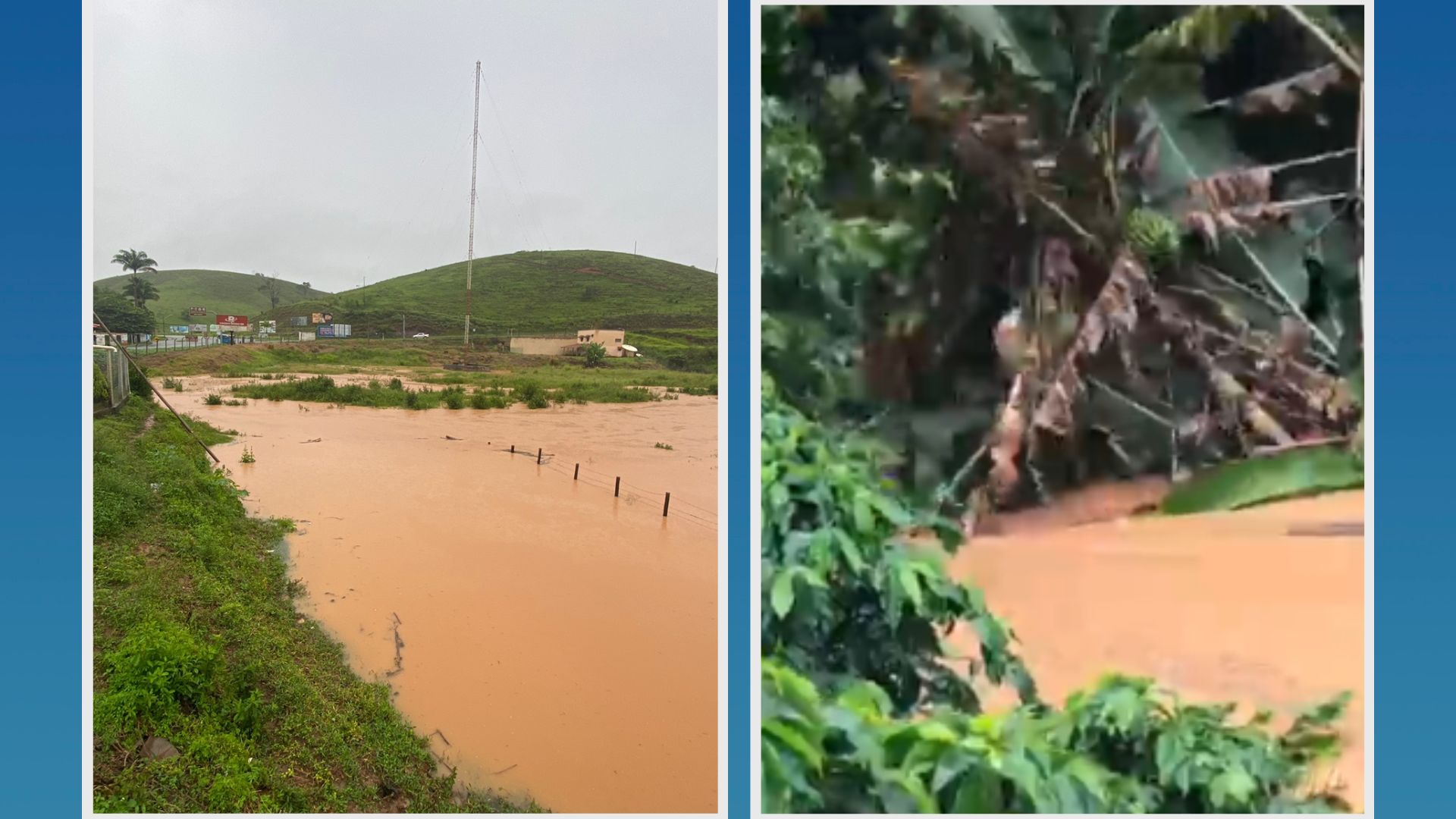 Na localidade de Bonsucesso, zona rural de Iúna, o córrego que corta a localidade ganhou força com o grande volume de água e arrastou vegetação