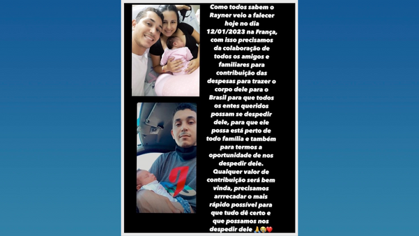 Esposa faz apelo para trazer corpo de jovem de volta para o Espírito Santo