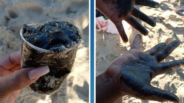 A Prefeitura municipal, por meio da Secretaria de Meio Ambiente, informou que uma equipe foi enviada a praia de Urussuquara para recolher as manchas e verificar a procedência do óleo