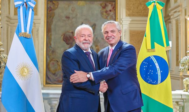 Os presidentes do Brasil, Luiz Inácio Lula da Silva, e da Argentina, Alberto Fernández