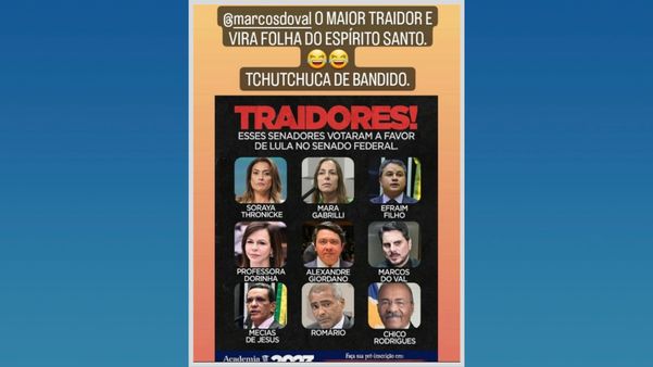 Post com banner do MBL sobre eleição no Senado acusava Do Val de traição