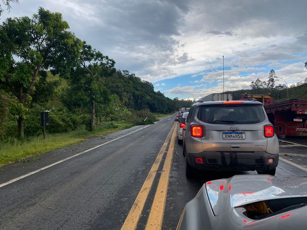 A queda de árvores provocou um engarrafamento com mais de 6 km de veículos em Rio Novo do Sul por Filipe Vargas