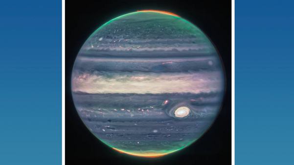 Imagem do planeta Júpiter, capturada pelo supertelescópio James Webb 