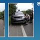 Imagem - Motociclista vai parar embaixo de carro após ser atingido por árvore