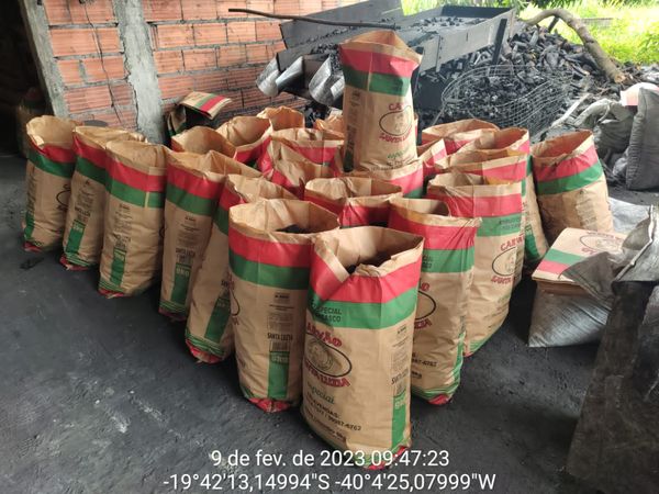 Carvão ilegal apreendido em Aracruz durante operação na quarta (08) e na quinta-feira (09) por Secretaria de Estado da Segurança Pública