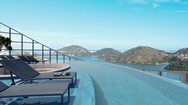 Os futuros moradores do Una Residence poderão aproveitar de uma psicina de borda infinita no 35º andar por Grand Construtora/Divulgação 