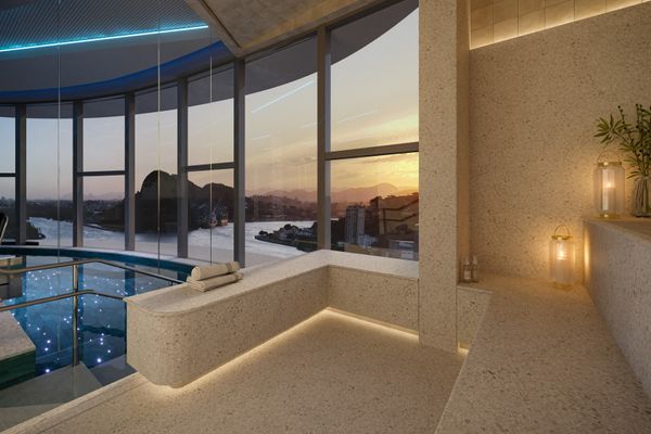 Sauna e spa do Una Residence por Grand Construtora/Divulgação 