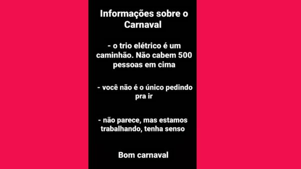 Anitta escreve nas redes sociais informações sobre o Carnaval 2023