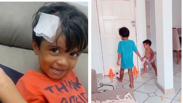 Bernardo está já brincando na casa do tio, em Vitória