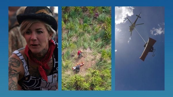À esquerda, Kali Alecia Turner, de 33 anos, que morreu após um voo em Castelo; resgate do corpo aconteceu com apoio do helicóptero do Notaer