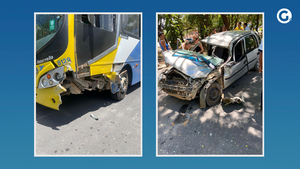 Colisão entre carro e ônibus deixa uma pessoa ferida em Itapemirim
