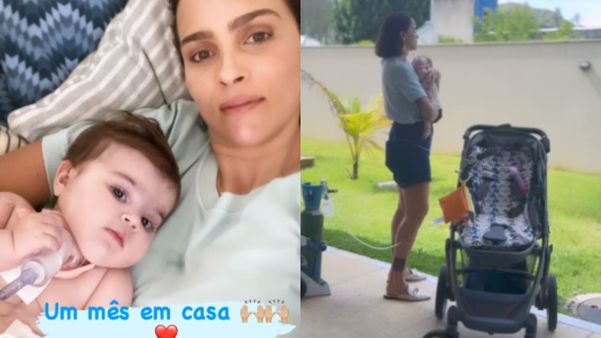 Letícia e Juliano Cazarré comemoraram ‘um mês em casa’ após alta da filha caçula