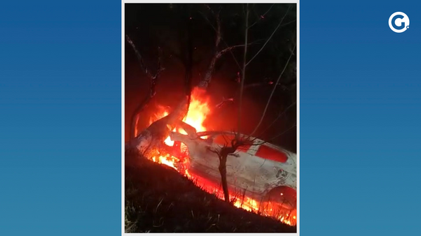 Carro se envolve em acidente e provoca incêndio em mata do Sul do ES