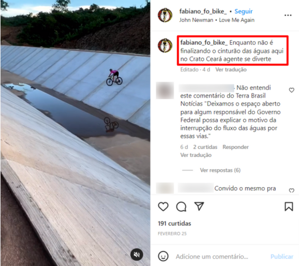 Vídeo originalmente postado foi feito no Crato, no Ceará