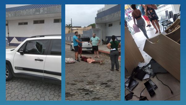 Homem em surto depreda posto de saúde e carros em Piúma