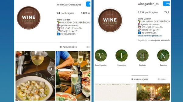 À esquerda, o perfil falso usado pelos criminosos; à direita, o perfil verdadeiro do restaurante