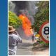 Imagem - Carreta transportando gasolina pega fogo na ES 080 em Águia Branca