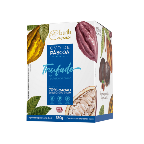 Ovo de páscoa 70% cacau trufado com avelã (350g)