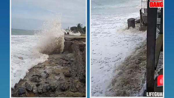 Ressaca muda paisagem de praia no litoral Sul