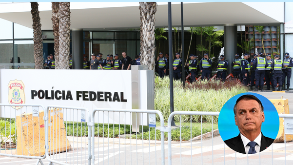Sede da Polícia Federal, em Brasília (DF), onde ex-presidente Jair Bolsonaro prestou depoimento sobre caso das joias