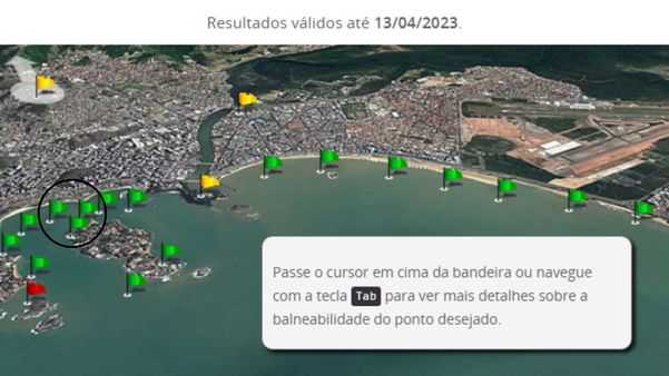 Pontos 12 e 12A, na Praia da Guarderia, estão próprios para banho