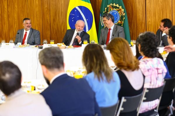 Presidente Luiz Inácio Lula da Silva durante café da manhã com jornalistas, no Palácio do Planalto
