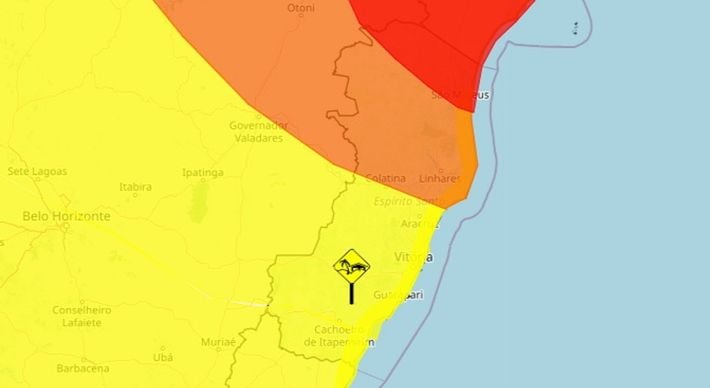 Região Norte deve ser a mais afetada pelas chuvas, mas Grande Vitória está sob aviso amarelo; Estado ainda deve ter declínio de temperatura e ventos costeiros