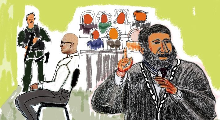 Repórter fotográfico Carlos Alberto Silva desenhou alguns dos principais momentos do júri popular que levou à condenação de Georgeval Alves a 146 anos de prisão