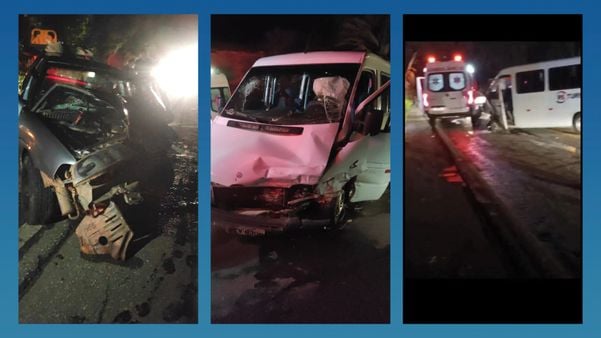 Acidente entre van e carro deixa motorista e passageiros feridos em Alegre