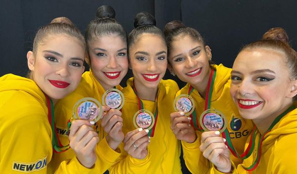 Seleção brasileira de ginástica rítmica conquistou ouro inédito com participação da capixaba Sofia Madeira