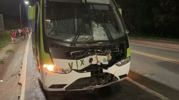 Ônibus foi atingido na parte de frente pelo motociclista, segundo a PRF