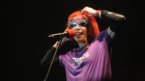 Rita Lee durante show do Projeto Verão Sergipe 2012, em Atalaia Nova (SE). Após o show, a cantora foi levada à delegacia acusada de desacato e apologia ao crime ou ao criminoso.