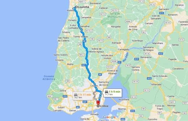Lourinhã, onde Peterson Ribeiro trabalhava, fica a 70km de Lisboa, capital de Portugal