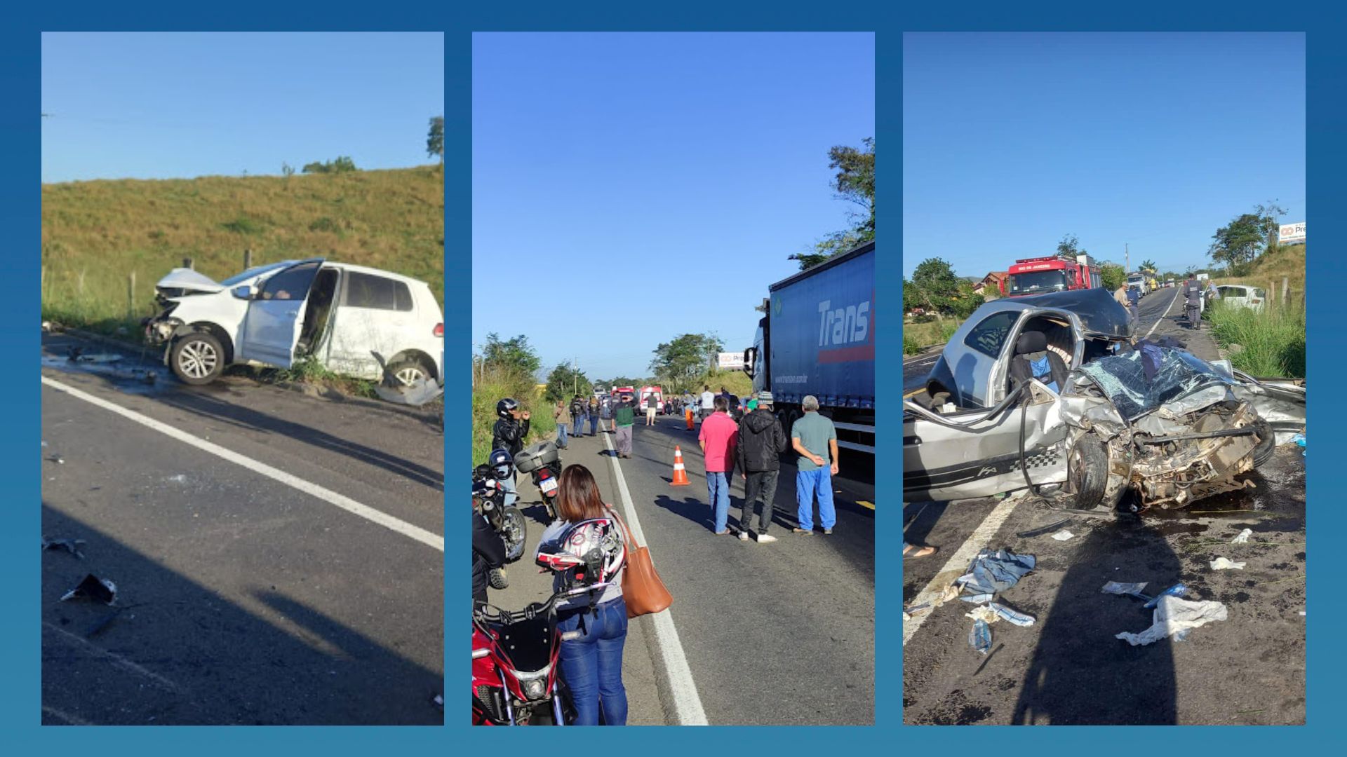 A colisão envolveu três veículos na manhã deste sábado (20) na ES 297, na localidade de José Carlos, em Apiacá, Sul do Estado
