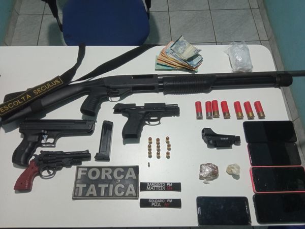 Apreensões realizadas pela PM no sábado (20), em várias localidades de Aracruz, Pinheiros e São Roque do Canaã.