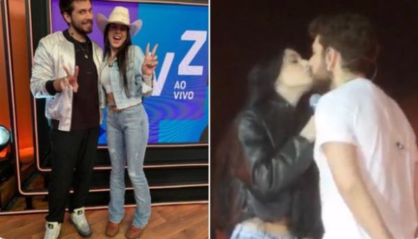 Ana Castela e Gustavo Mioto se beijam em show em Portugal