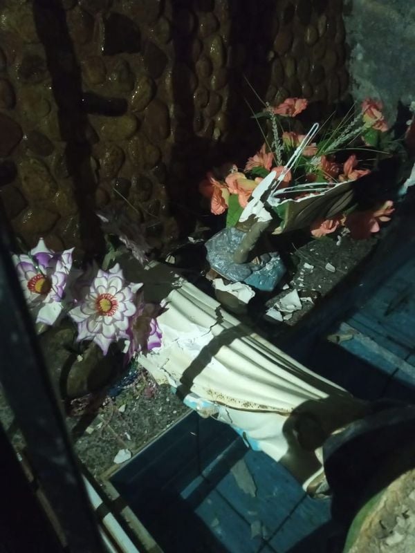 Imagens de santos em gruta são quebradas em Muniz Freire  por Leitor| A Gazeta 