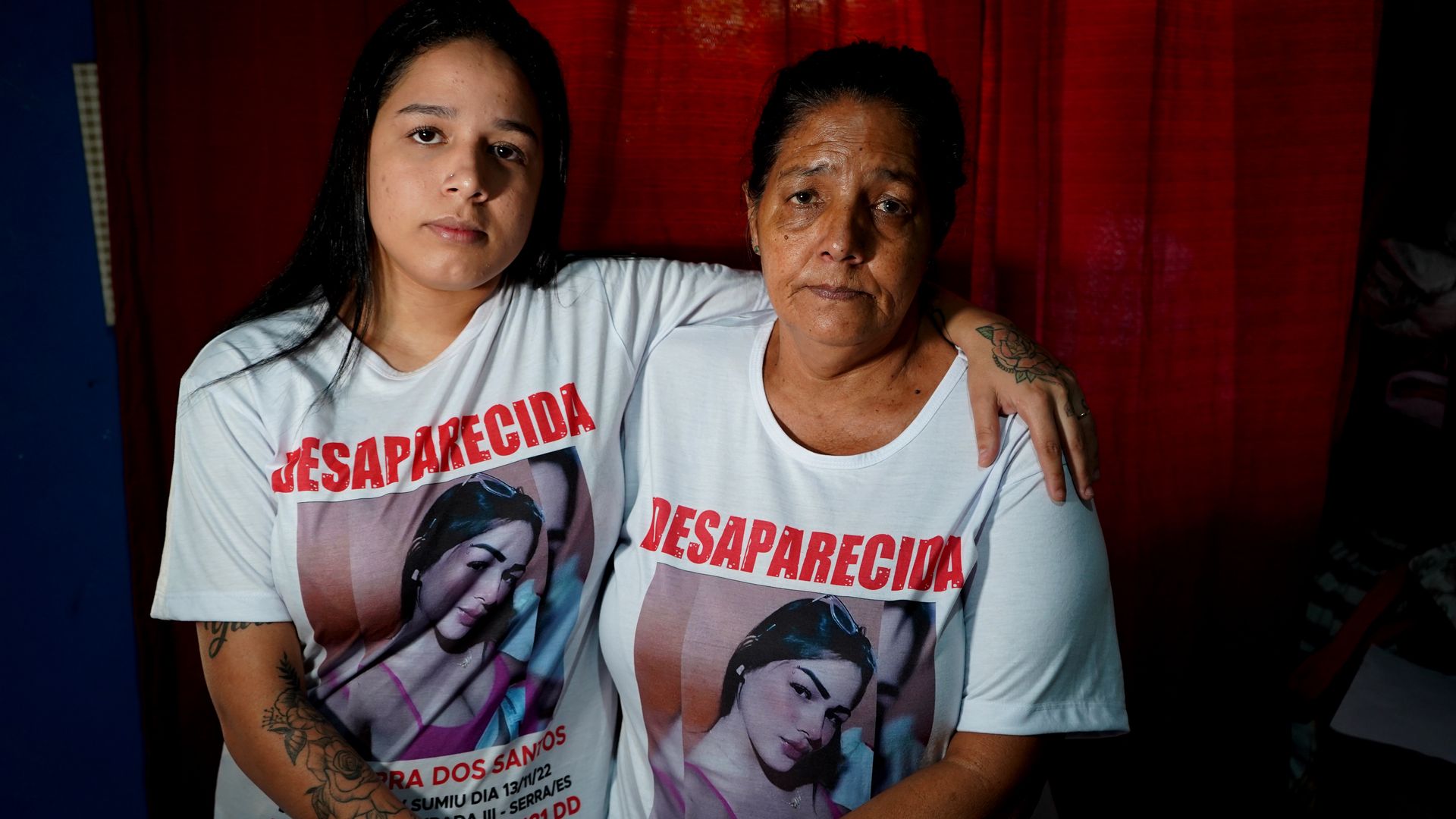 Zenia Conceição , e Fernanda Conceição, mãe e irmã de Sara Conceição que está desaparecida desde de Novembro de 2022, Serra