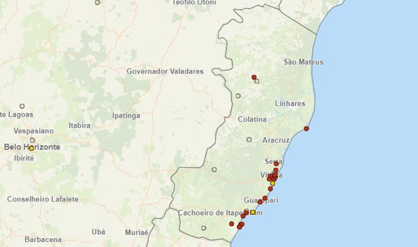 Mapa da gripe aviária no Espírito Santo em 8 de junho de 2023