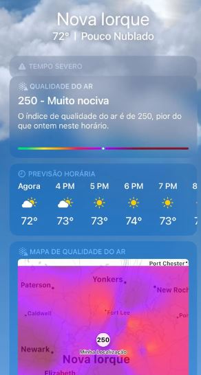 Capixaba Thais Fernandes registrou que a qualidade do ar estava prejudicial para a saúde na quarta-feira (7) 