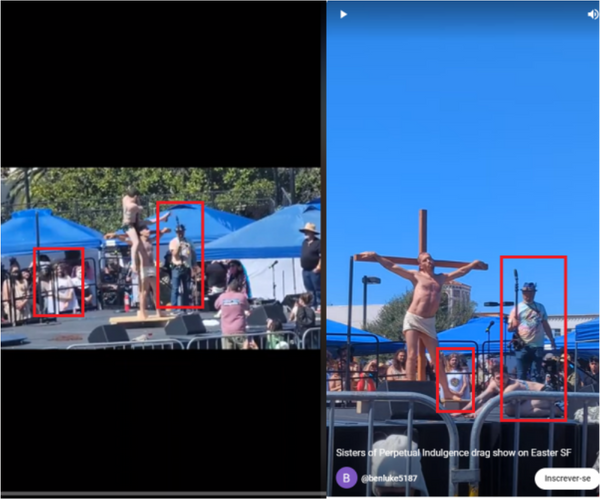 É possível ver as mesmas pessoas no vídeo utilizado na postagem verificada e em outro, disponível no YouTube desde maio