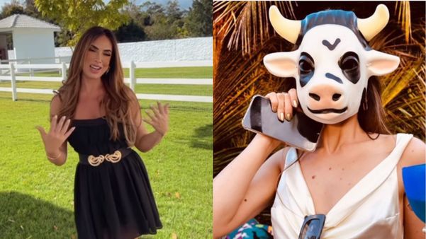 Nicole Bahls batiza vaca de Camila Queiroz e atriz reage