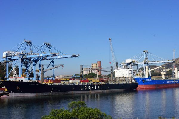 Navios ancorados no terminal da TVV, em Vitória