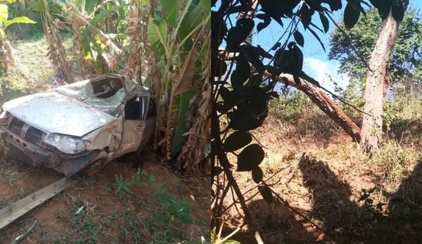 Motorista teria perdido a direção do Fiat Siena, que capotou e caiu de uma ribanceira no interior do município. Acidente foi registrado no domingo (2)