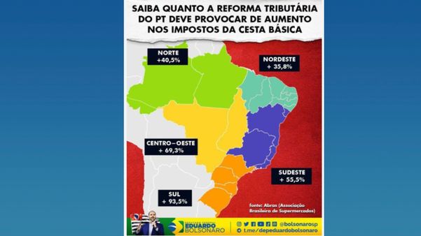 Eduardo Bolsonaro posta mapa do Brasil com São Paulo na Região Sul e apaga post